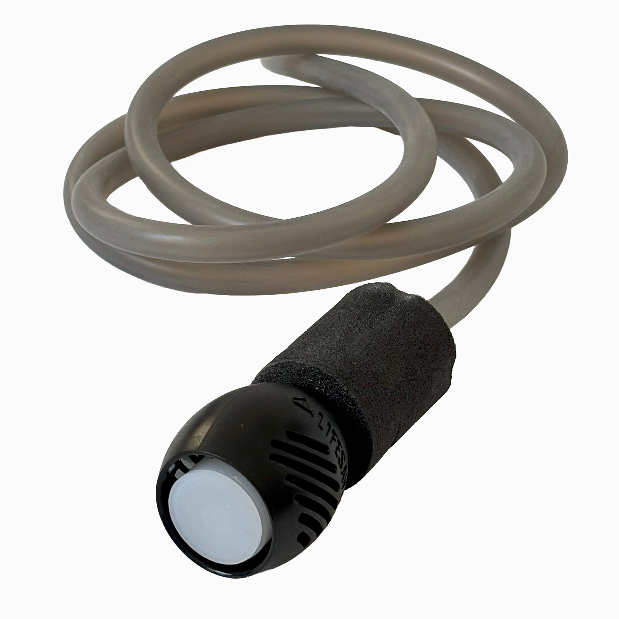 Silicone hose with black fitting on a white background